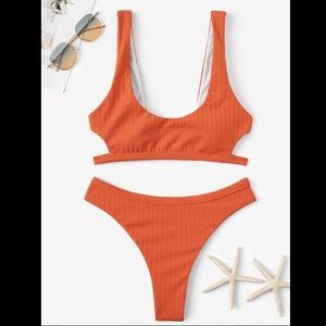 NWT Orange Bikini with side cutouts